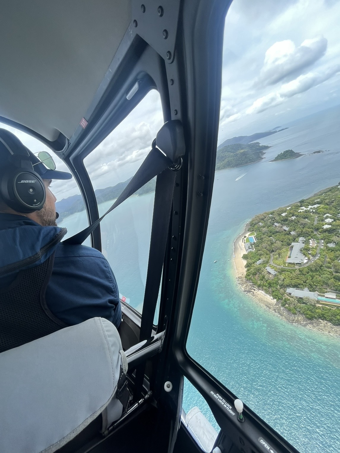 Aerial island view from a helicopter